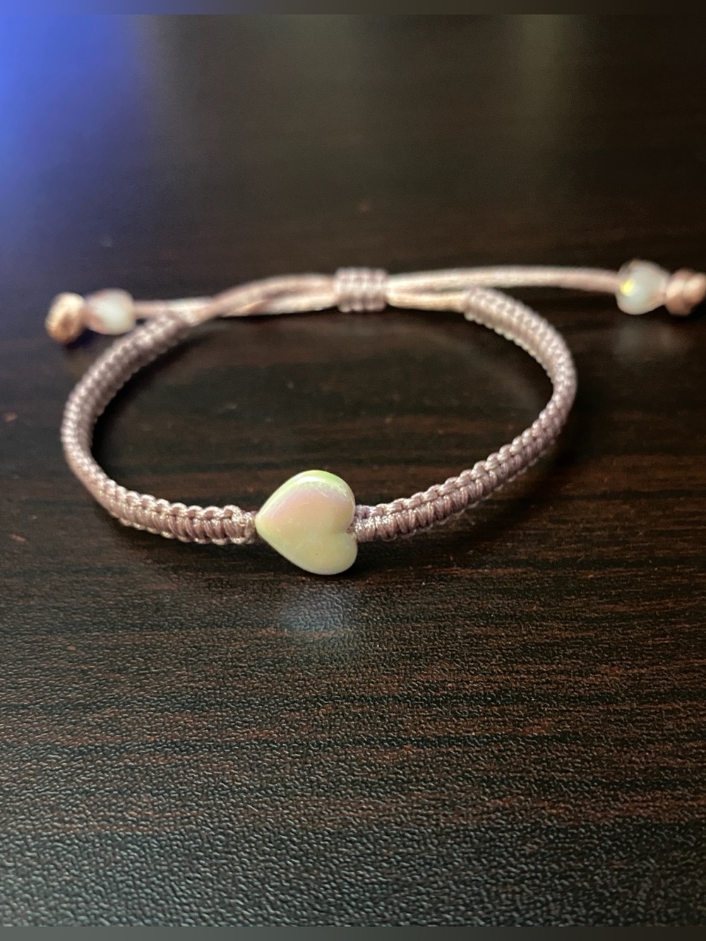 Pink Heart Macramé Bracelet with Glossy Heart Charm